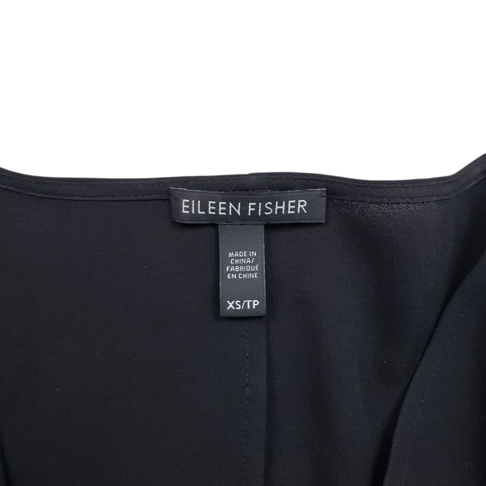 Eileen Fisher Silk Georgette Crepe Dolman Sleeve Top Womens XS Black Damaged - Picture 5 of 12
